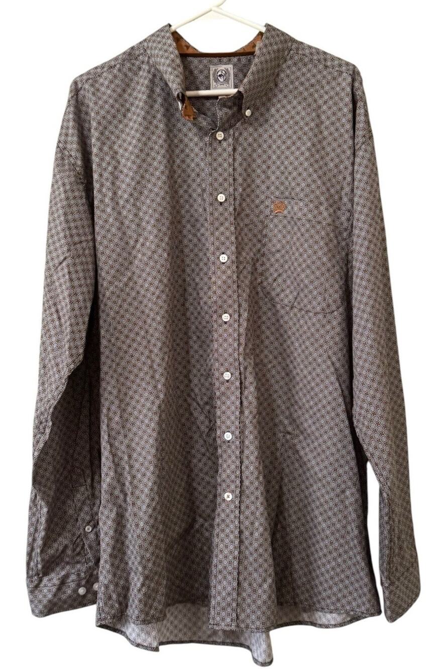 Cinch Button Down Long Sleeve Shirt Men Size XL Geometric Print Western Country